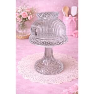 Vintage Large Clear Crystal Fairy Lamp 12" Cottagecore Table Lamp Candle Holder